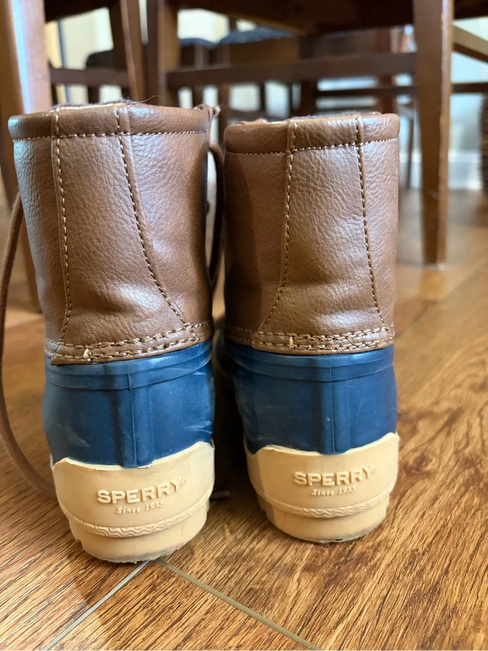 Sperry Kids Two-Tone Duck Boots in Blue and Brown